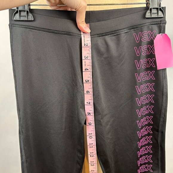 NEW Victoria's Secret Pink Logo Spell Out Capri Black Legging Pants Size Small - Picture 9 of 16